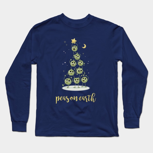 Christmas Tree Peas On Earth Long Sleeve T-Shirt by dumbshirts